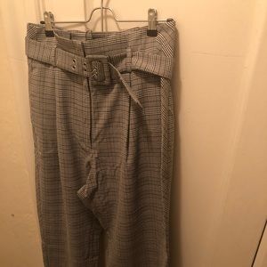 Walter Baker Plaid High Rise Belted Pants